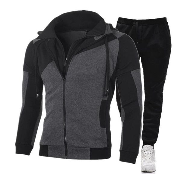 

jogging clothing set da uomo tute di marca 2 pezzi autunno inverno felpe con cappuccio abbigliamento + pantaloni oversize gi, Black;red