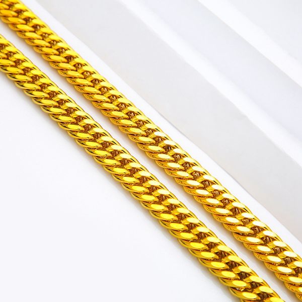

heavy double curb chain necklace men yellow gold filled hip hop male clavicle collar jewelry gift 60cm long, Silver