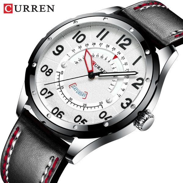 

wristwatches curren mens watches men leather casual quartz wristwatch for relogio masculino clock male business, Slivery;brown