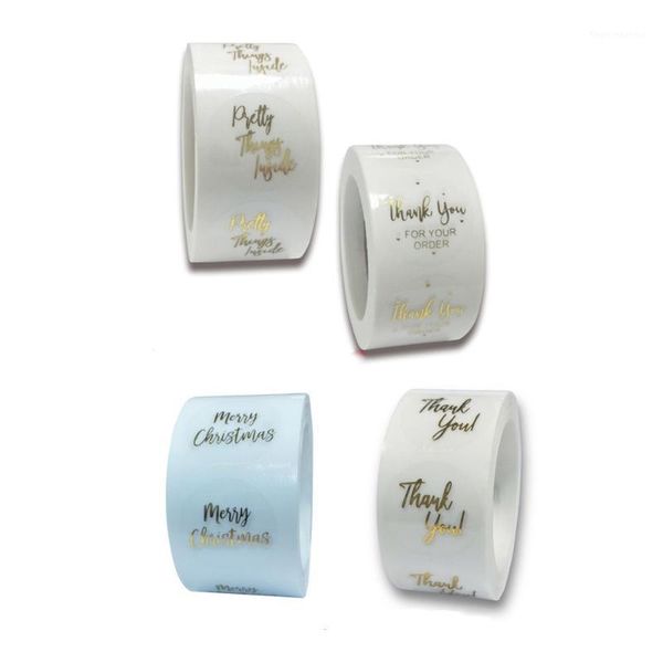 

gift wrap 500pcs labels 1inch clear gold foil thank you stickers for wedding pretty cards envelope sealing label portable1