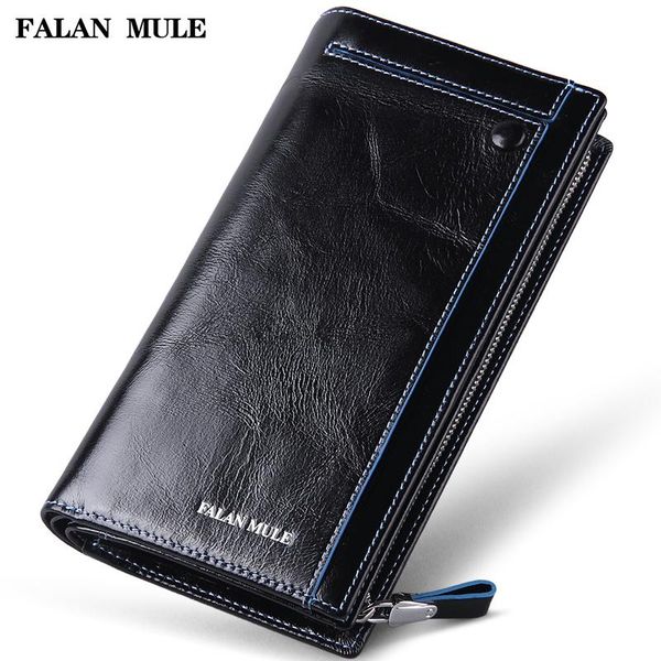 

wallets falan mule vintage men genuine leather long business casual clutch purse card holder wallet, Red;black