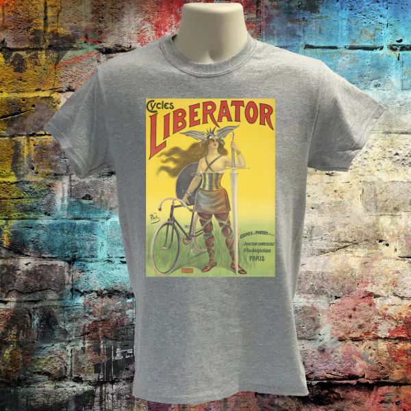 

liberator vintage tshirt, cycling poster tee, vintage bicycle tee, White;black