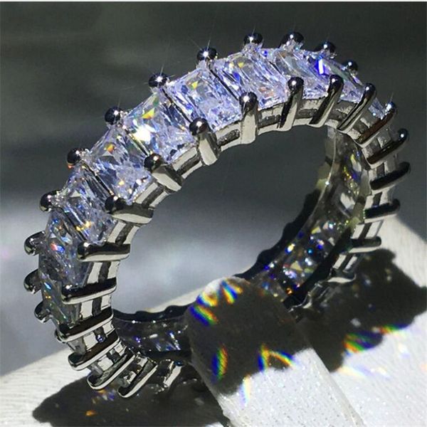 

size 5-12 brand unique wedding rings jewelry sterling sier radiant cut white toopaz cz diamond gemstones party women, Slivery;golden