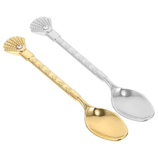 

spoons 2pcs dessert coffee stirring home tableware (assorted color)