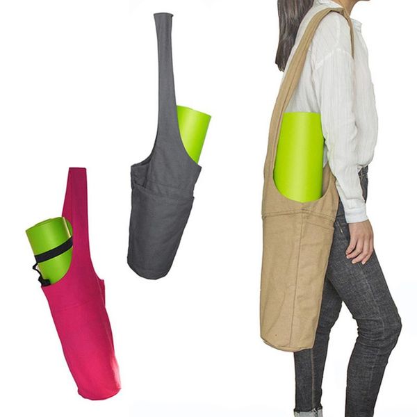 

fashion yoga mat bag solid color adjustable canvas tote single shoulder washable large capacity portable outdoor bags