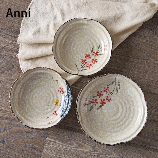 

dishes & plates japanese nowflake glaze ceramic plate creativity painted flowers decorative fruit salad bowl steak pasta dinner