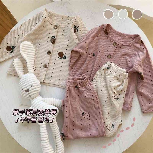 

children's 2021 spring new children's suit girls' home wear two piece parent child baby clothes, Blue;red