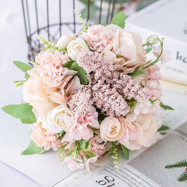 

decorative flowers & wreaths artificial silk 1 bunch of 7 head bridal wedding bouquet home decor
