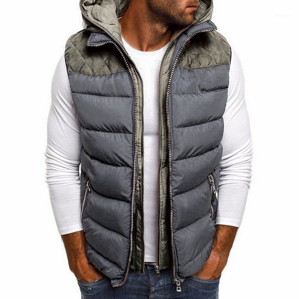 

men's vests winter men warm sleeveless casual waistcoat cotton vest hooded coat down jacket man1 wkxi, Black;white
