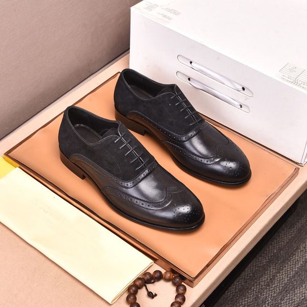 

men design formal oxfords casual loafers brand wedding suit dress shoes male elegant footwear driving shoes size 38-44, Black