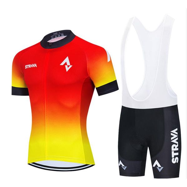 

racing sets 2021 strava cycling team jersey 20d bike shorts set ropa ciclismo mens mtb summer pro bicycling maillot bottom clothing, Black;blue