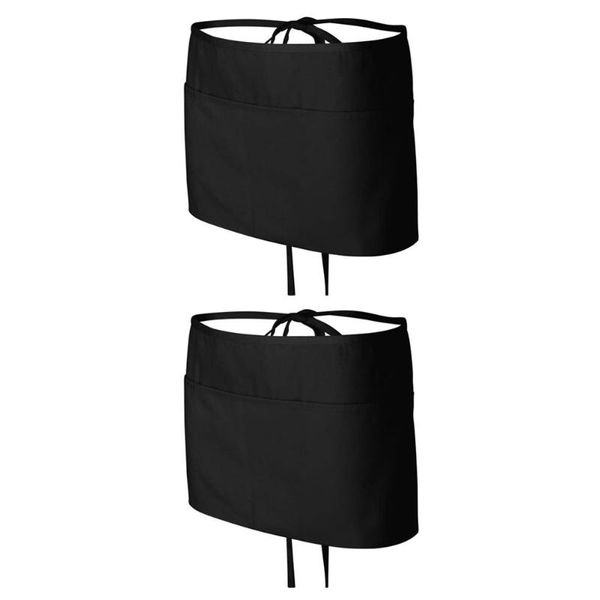 

aprons 2pcs half-length chef practical kitchen cooking (black)