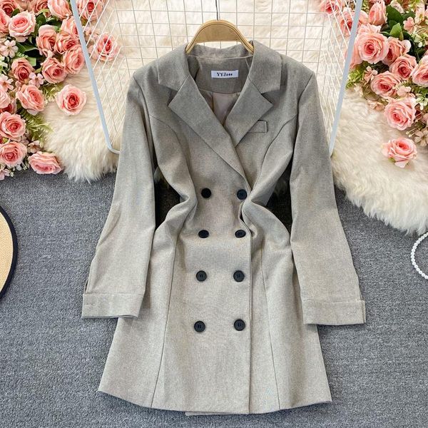 

women's suits & blazers temperament double-breasted suit jacket womens 2021 autumn n korean style long sleeve casual ladies blazer coat, White;black