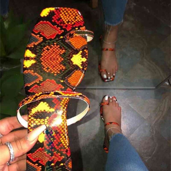 

sandals women's summer snake print outside slippers ladies cute flat many colors 9228 7j8j, Black