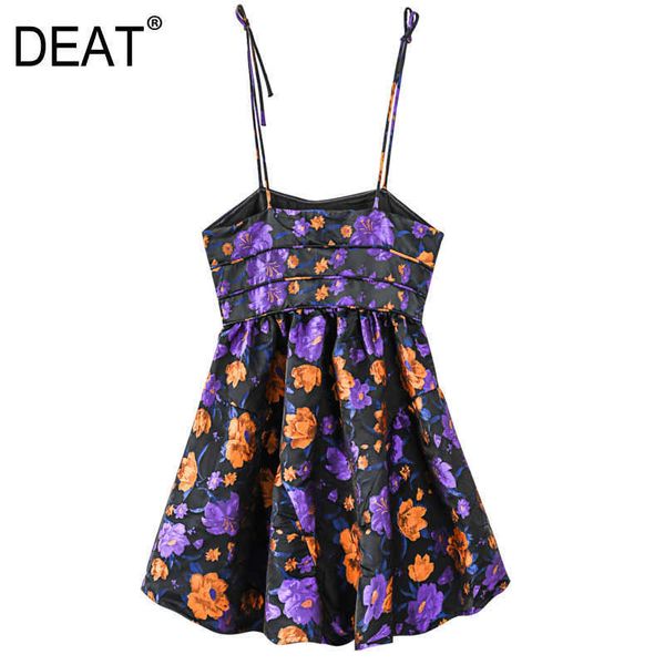 

[deat] women fashion summer high waist sleeveless printing loose temperament elegant sling dress 13d085 210527, Black;gray