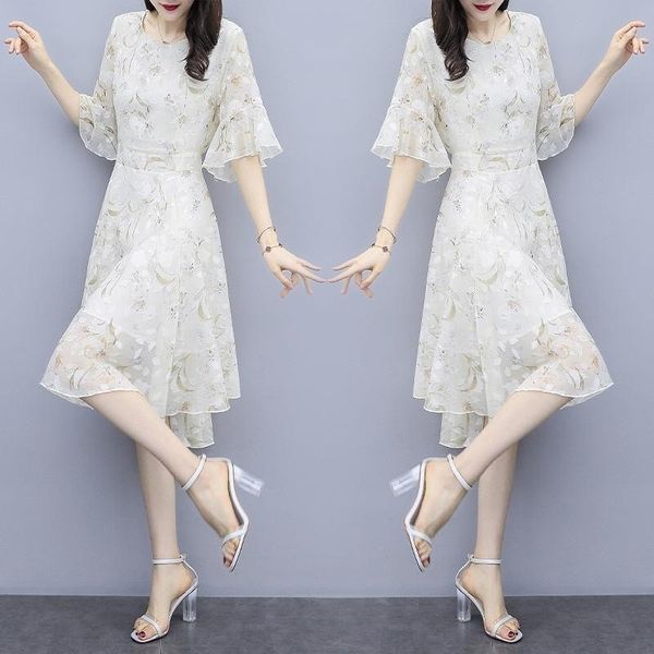 

mke2 fairy summernew v-neck ressaline resskorean mid plus size es long slim large floral a-line skirt fairy summernew v-neck d
