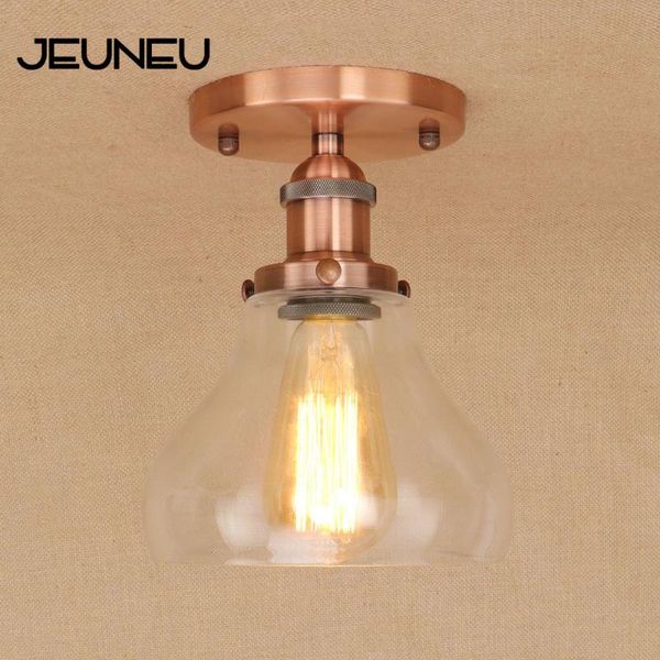 

ceiling lights loft retro lamp led e27 iron glass lampshade black plafonnier luminaire for home lighting living room