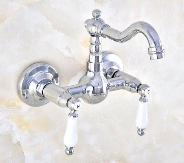 

bathroom sink faucets silver chrome polished brass two ceramic lever handle hole kitchen basin faucet mixer tap swivel spout 360' dnf57