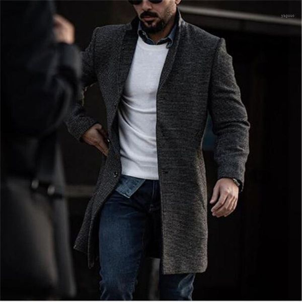 

spring and autumn men's mid-length coat korean style slim fashion windbreaker jacket clothes outerwear jackets, Black;brown
