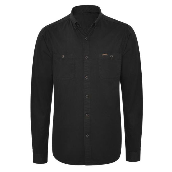 

men's casual shirts voboom twill shirt long sleeve cotton workwear, White;black