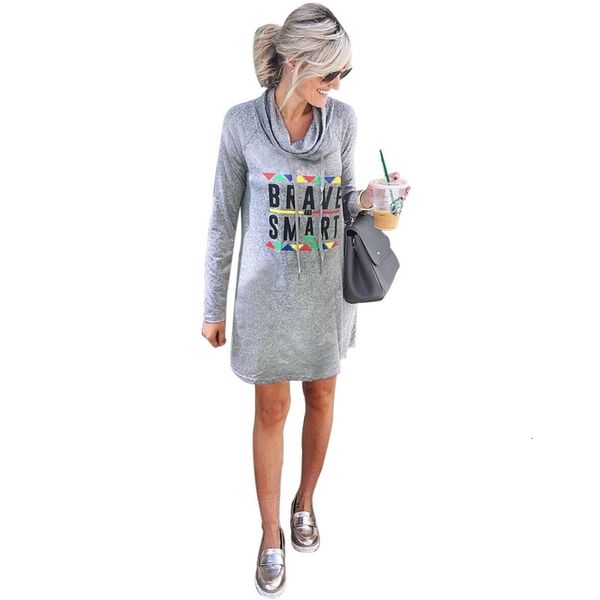 

natural color long sleeve dresse clothing womens casual dresses designer letter cowl neck dress fashion, Black;gray