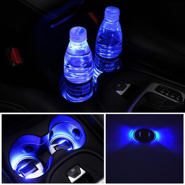 

anti-slip mats led car cup holder bottom pad mat solar light bottle drinks 2