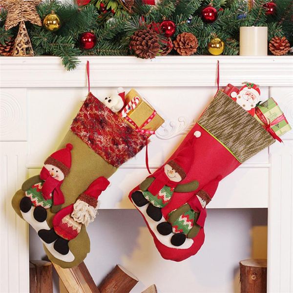 

christmas decorations santa claus stockings year gift bags boot natale candy oragnizer sacks holders for kid