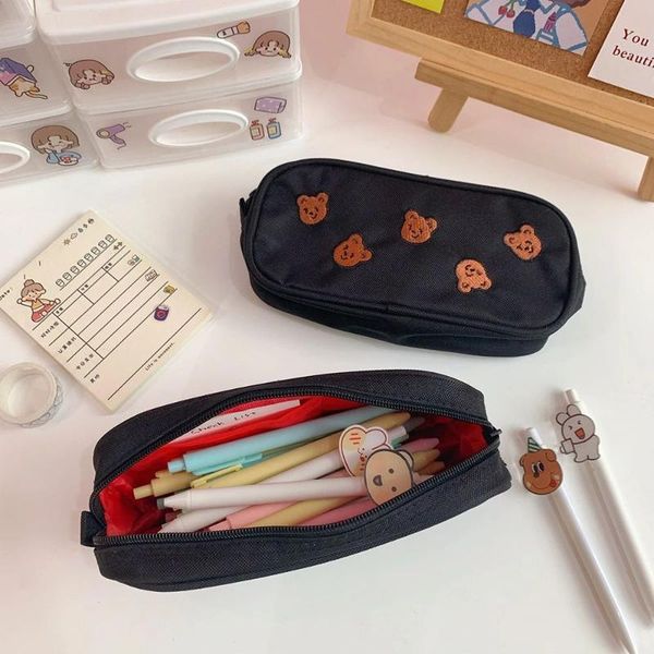 

black bear embroidery stationery cosmetics portable storage bag bags
