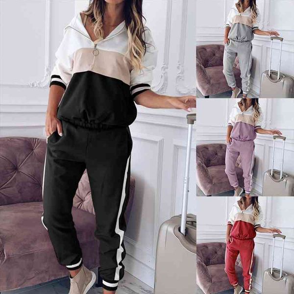 

fall winte pullover sweatshirt womens pants s sportswear suit two piece set fashion clothing lounge wear, White