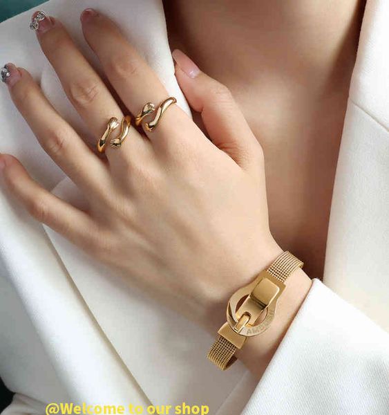 

bangle bracelets ambush wide strap fashion niche light luxury, Golden;silver