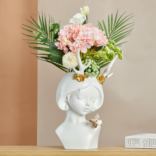 

vases nordic white flower pot creative living room personality indoor cute simple fashion deskdecoration art portrait home decor