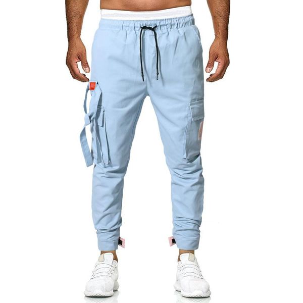 

men's pants leisure cargo trousers cotton, Black