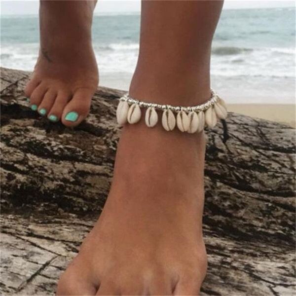 

anklets bohemia for women shell foot jewelry summer beach barefoot bracelet ankle on leg strap bohemian simple accessorie, Red;blue