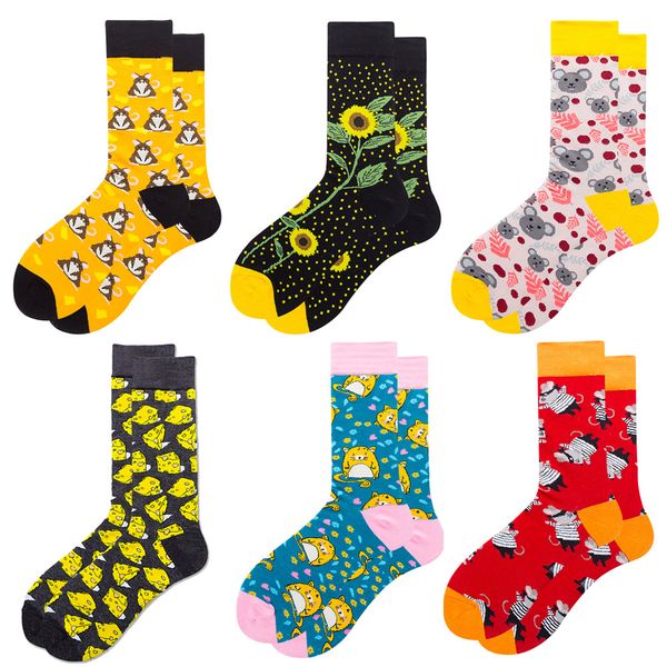 

manufacturers wholesale spring autumn personality cartoon trend of men and women in the tube socks, Black