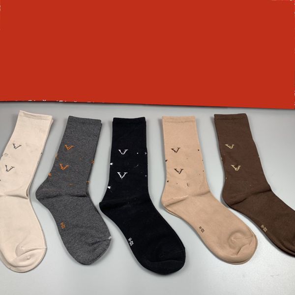 Vintage Flora Bordado Sport Socks 5 Cores Macio Touch Algodão Meias Todas as Estações Respirável Homens Mulheres Meia meia Hosiery