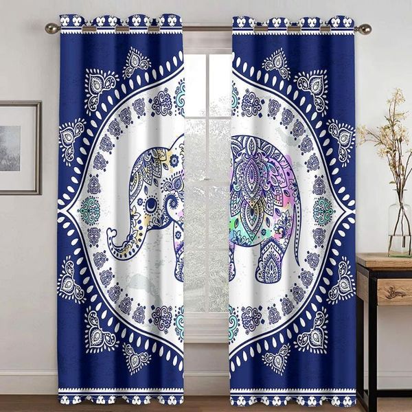 

drapes in living room window curtains waterproof decoration colorful elephants kitchen items bedroom space divider luxury custom curtain &