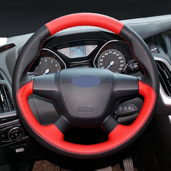 

steering wheel covers black leather suede car cover for focus 3 2012-2014 kuga escape 2013-2021 c-max 2011-2014 accessories