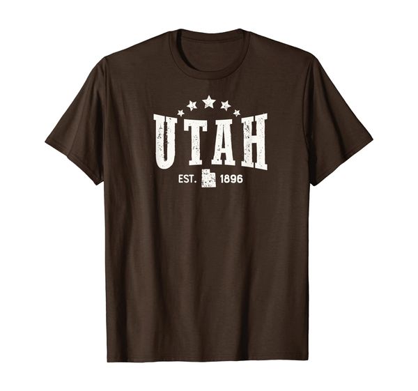

Utah Vintage Distressed Rodeo Style Home State T-Shirt, White;black