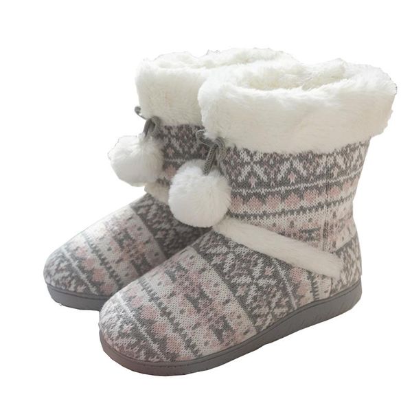 

slippers cute ball women cotton winter home furnishing thicken warm soft bottom non-slip waterproof, Black