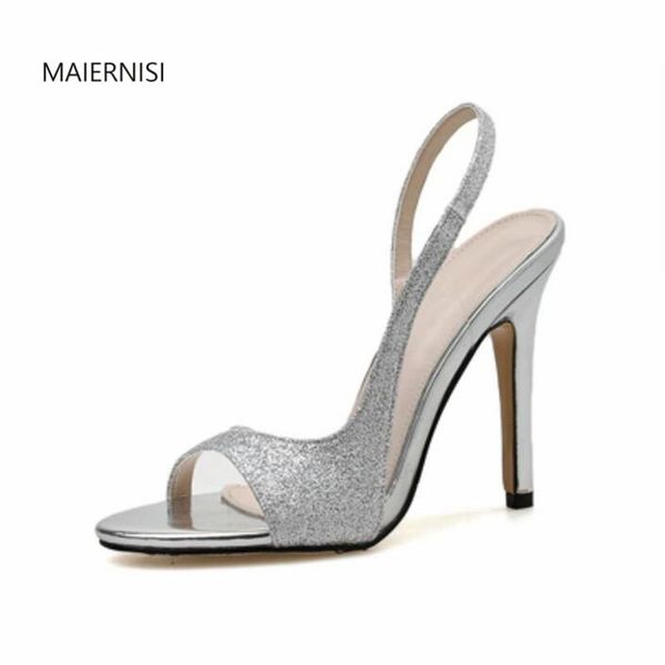 

dress shoes maiernisi pattern model walking show superior quality internet celebrity women sandals 11cm thin heels nightclub 4-8 9, Black