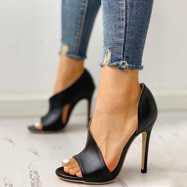 

yeshisummer super high heel pumps for women pu thin-heel peep toes sping shoes size 36-42 black pink female sandals dress