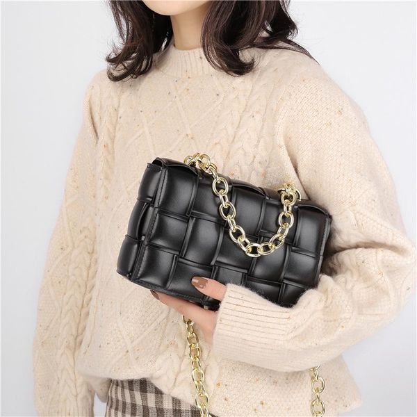 

ansloth chain weave crossbody bags 2021 fashion pu leather shoulder luxury quality female trend design handbags hps1137 evening