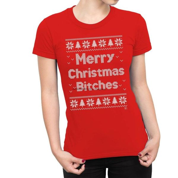 

men's t-shirts 1tee womens merry christmas bitches t-shirt, White;black