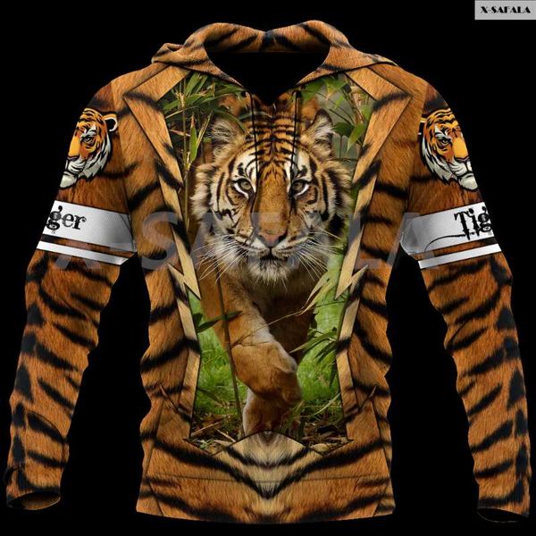 

men's hoodies & sweatshirts powerful tiger tattoo pattern 3d over printed hoodie man women outwear zipper pullover sweatshirt casual, Black
