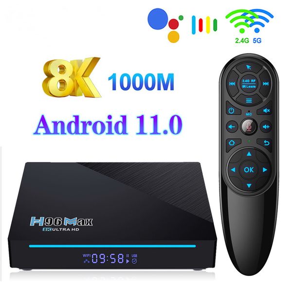 

h96 max 3566 tv box android 11 8g 64g rk3356 support 2.4g 5g wifi 8k 24fps 4k google h96max media player 4gb 32g q6 controller