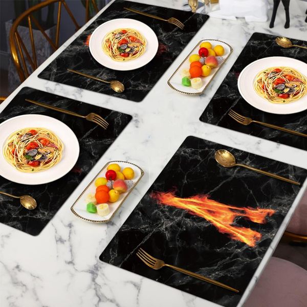 

mats & pads kitchen placemat tableware table mat 30cmx45cm pu leather washable dinning