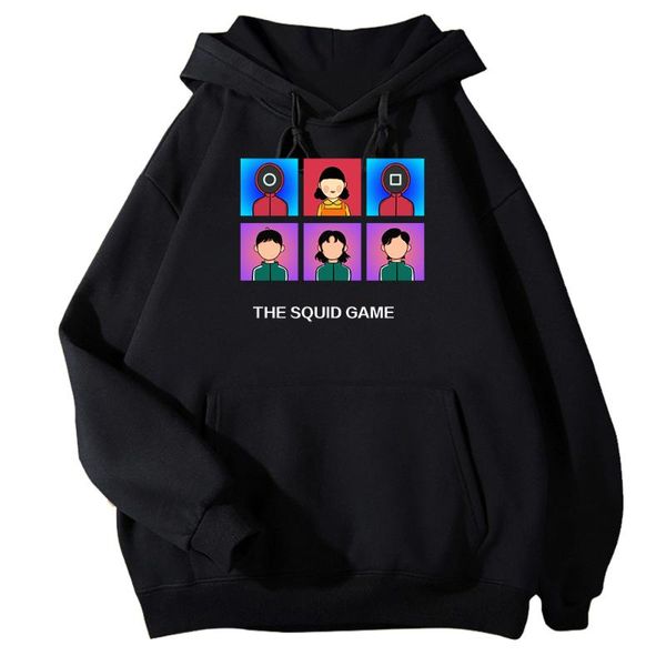 

men's hoodies & sweatshirts squid game fashion korean cartoon sweatshirt men women winter long casual oversized hoody pullovers, Black