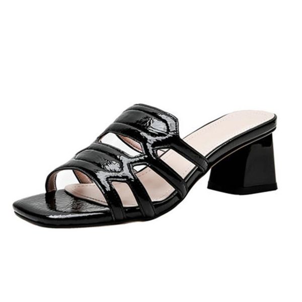 

est open-toed high heels shoes women fashion female girl's slippers summer 2021 classic design wedding prom woman, Black