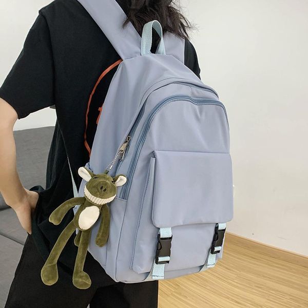 

backpack hocodo 2021 waterproof nylon women simple solid color female cover buckle schoolbag backpacks for teenage girl