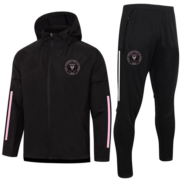 

2021 inter miami cf soccer windbreaker men's tracksuits kits zipper hooded jackets pants sets sports training suits football jacket spo, Gray